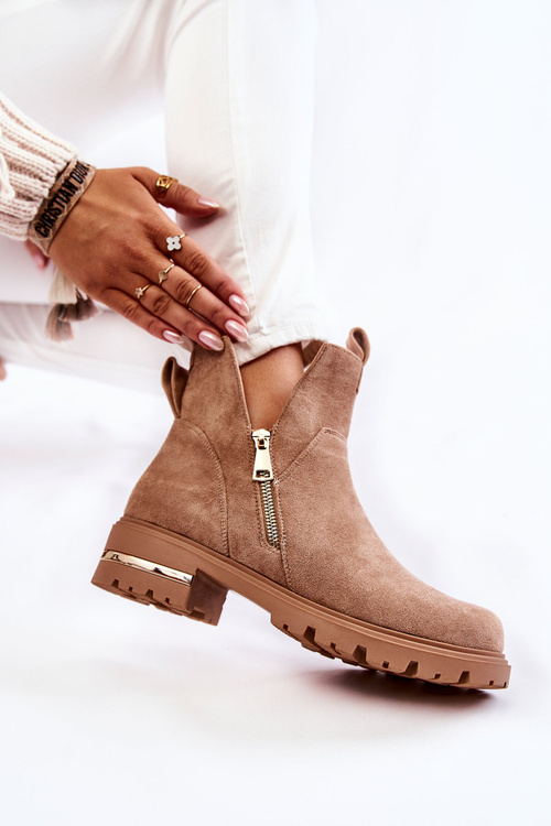 Semišové topánky s výrezmi Bege Clarissa