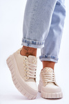 Dámska kožená športová topánka na platforme Alison Béžová platforma