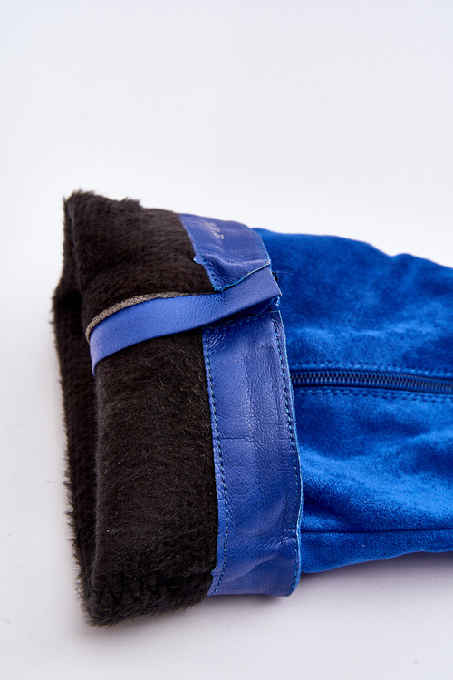 Dámské zateplené kozačky na masivním podpatku modré Layala