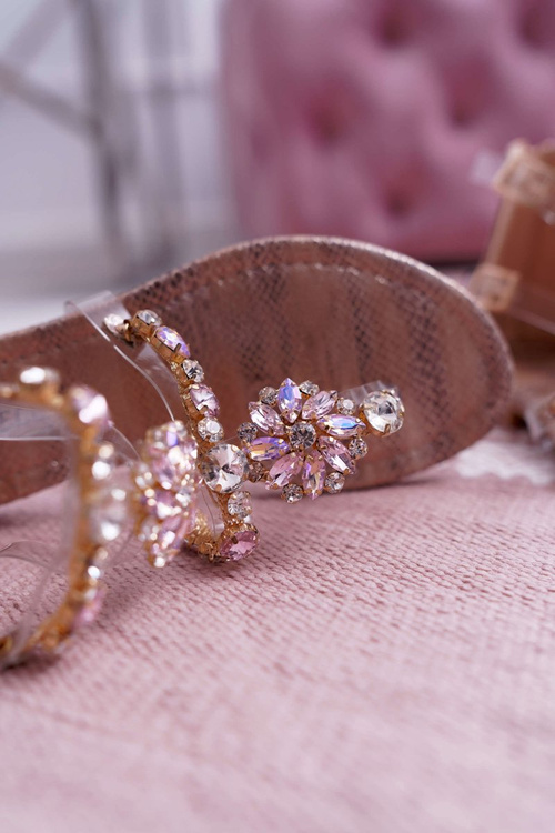 Dámské Sandály Ploché Se Zirkony Champagne Karra