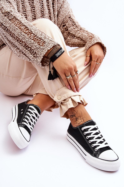 Dámske tenisky na masívnej platforme Czarne Ember