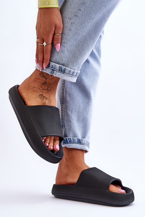 Módní lehké žabky na masivní podrážce Černé Rebel