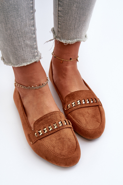 Lesklé dámske mokasíny s reťazom Camel Aredilla