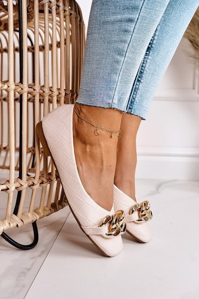 Elegantní Prošívaná Baletka S řetízkem Béžové Coco