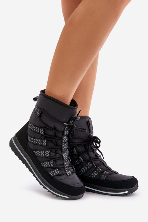 Ženské šnurované snehové topánky Progress progj-22-134 čierna
