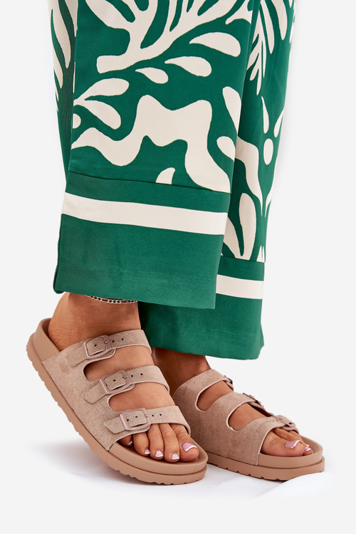 Dámske Šľapky S Pásikmi A Prackami Béžové Uliri