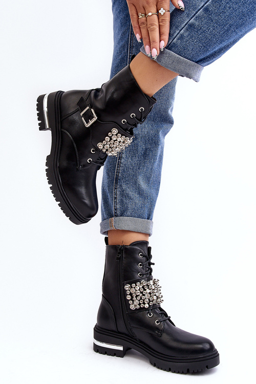 Ženské izolované topánky pracovníci zdobení čiernou Lennenom