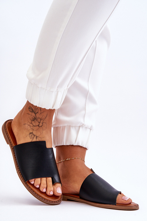 Dámské kožené žabky Černá Amite