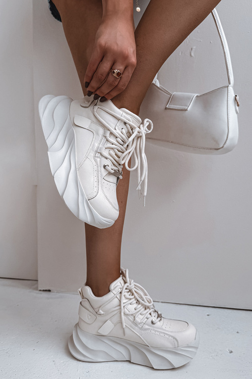 Dámske tenisky Prírodná koža GOE SS2N4037 Vyblednutá biela