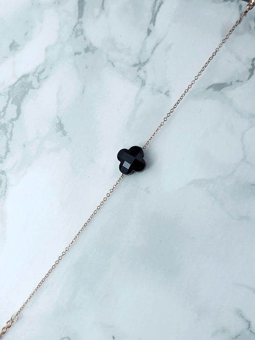 Dámský Náramek na řetězec Černý Jetel zlato Memphis