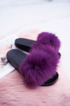 Ženské flip -flops s kožušinovou fialovou mäkkou