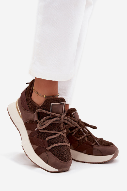 Izolované dámske tenisky na platforme hnedé Juvira