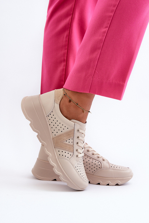 Dámské kožené lehké sportovní boty béžové Eleonori