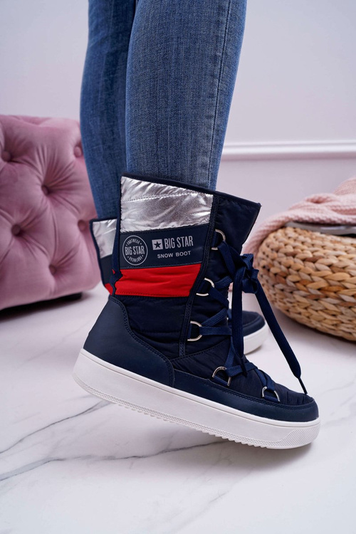 Dámske snehové topánky izolované s veľkou hviezdou Navy Blue EE274657