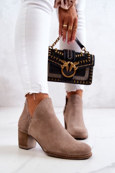 Dámske kožené topánky na larsa béžovom príspevku