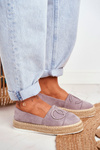 Dámske espadrilles husté ľanové podrážky šedé febi