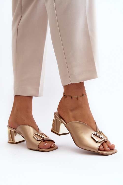 Elegantné dámske sandále na vysokom opätku Laura Messi 2771 zlaté