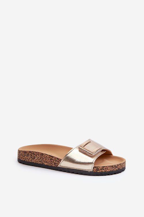 Dámské sandály na korkové platformě s ozdobou Zlaté Elleriome