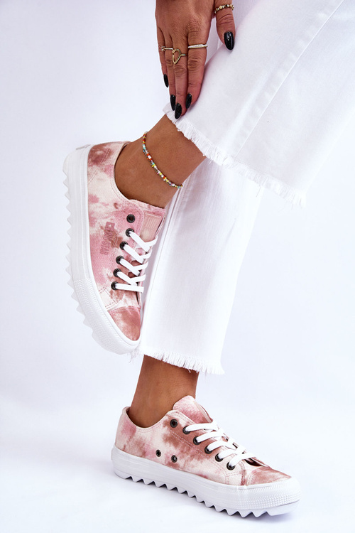 Módne nízko veľké hviezdy LL274044 Pink-Beige tenisky