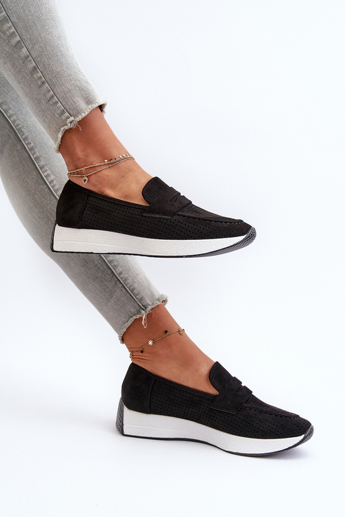 Dámské mokasíny na platformě z černého ekosuede Inesqua