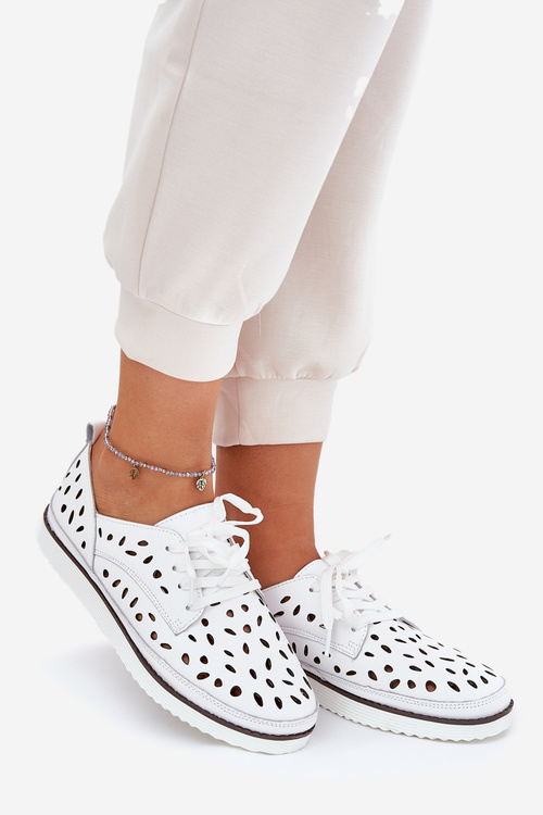 Dámské Kožené Polobotky S.Barski LR51-610 Bílé