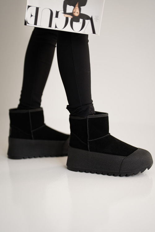 Zateplené semišové snehule na platforme Big Star OO274A213 čierne