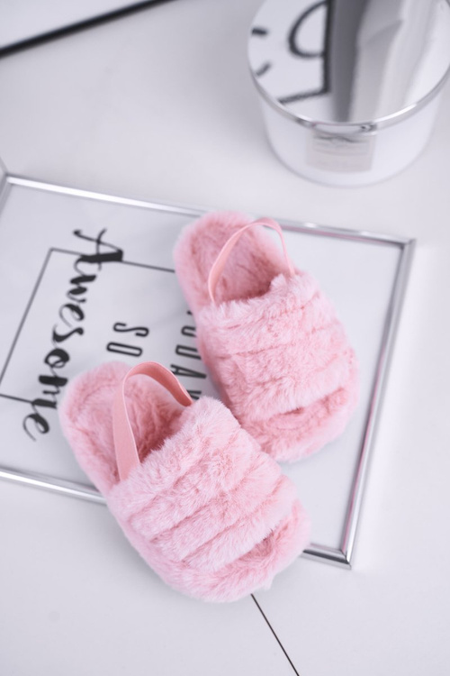 Detské flip -flops s kožušinou a elastickým nadýchaným