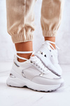 Dámské sportovní boty na klínu lesklé Bíle Activity