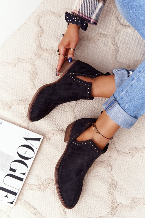 Prolamované Boty S Výřezy Černé Clever