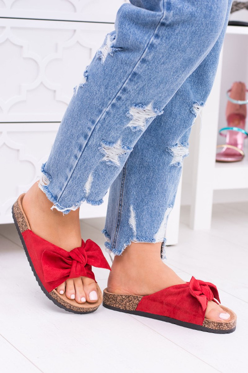 Dámské červené Papuče Na Korku Mašle Dominica