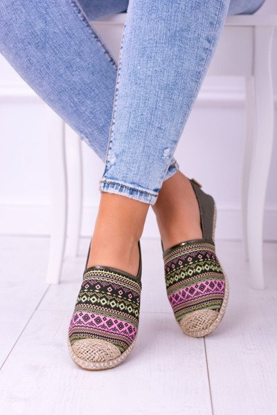 Lu Boo zelené ženy letní Espadrilles Aztec Monett