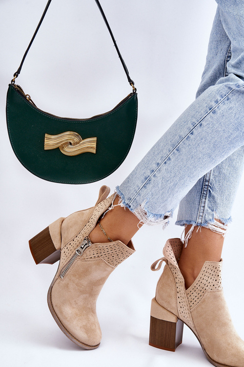 Semišové Boty Na Robustních Podpatcích Světle béžová Camden