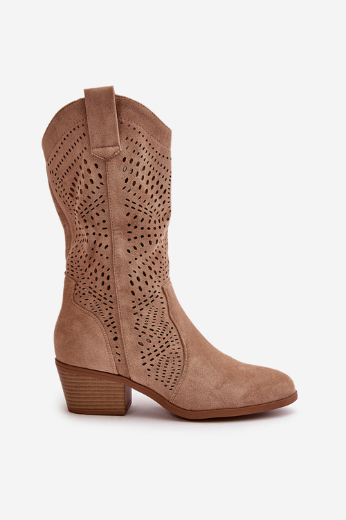 Priesvitné dámske kovbojky na opätku hnedé Iceda