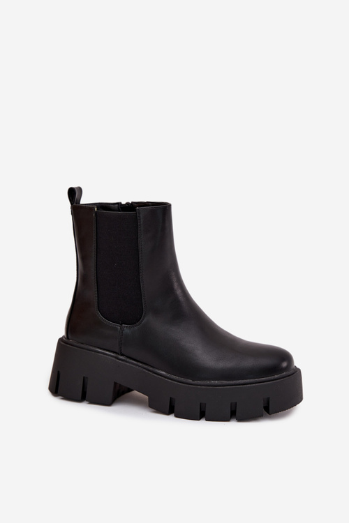 Dámské kotníkové boty s zipem Vyhřívané Eko kůže Černé Fivienne