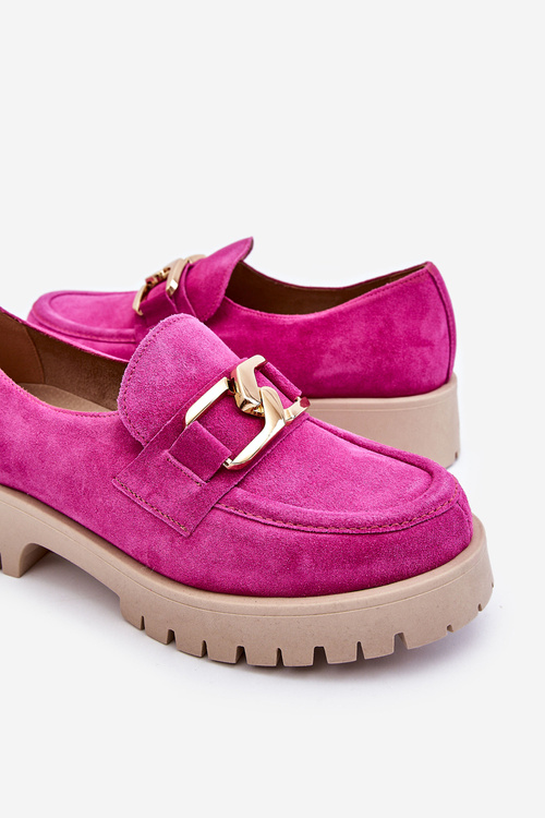 Módne semišové topánky Loafer Fuksja lemar Rayhan