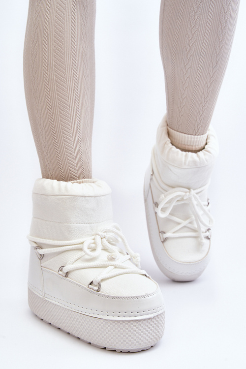 Dámské bílé zimní boty s vázáním Toolsa