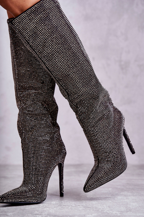 Módne topánky na vysokom podpätku s kubickými zirkónmi