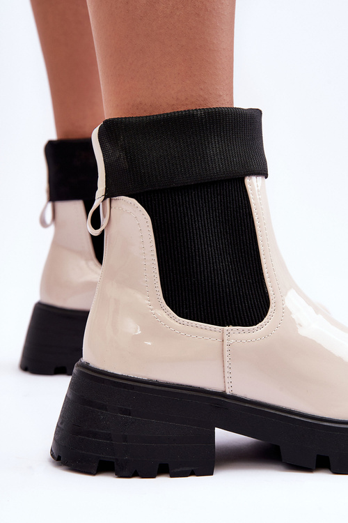 Jodhpur topánky lakované dámske béžové pavo