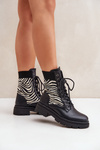 Dámské Botky Pracovní Se Socken Zebra Černé Raviri