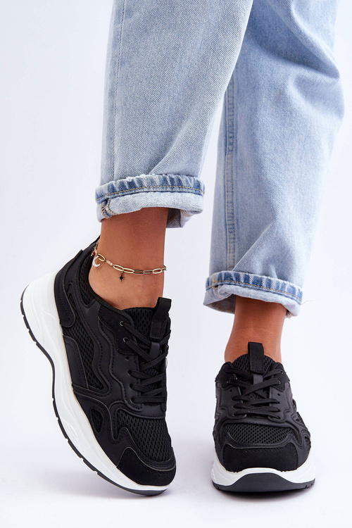 Dámske tenisky Športové topánky na čiernej a bielej platforme Lomare