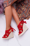 Dámske sandále na klinách červené yenga
