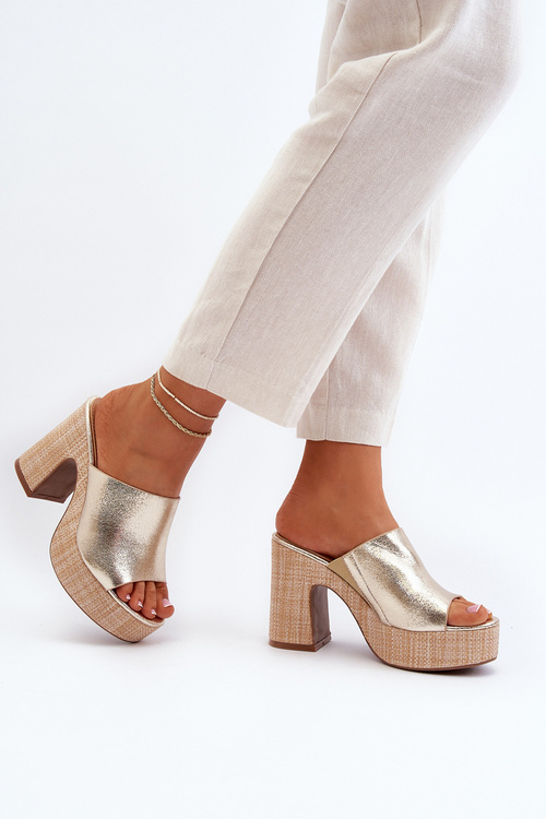 Dámské sandály na podpatku zlaté Siobhan