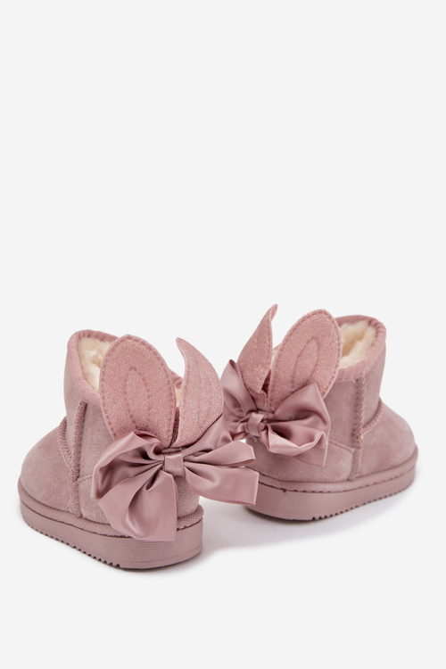 Dievčenské zateplené snehule s mašličkami Špinavá ružová Meriva