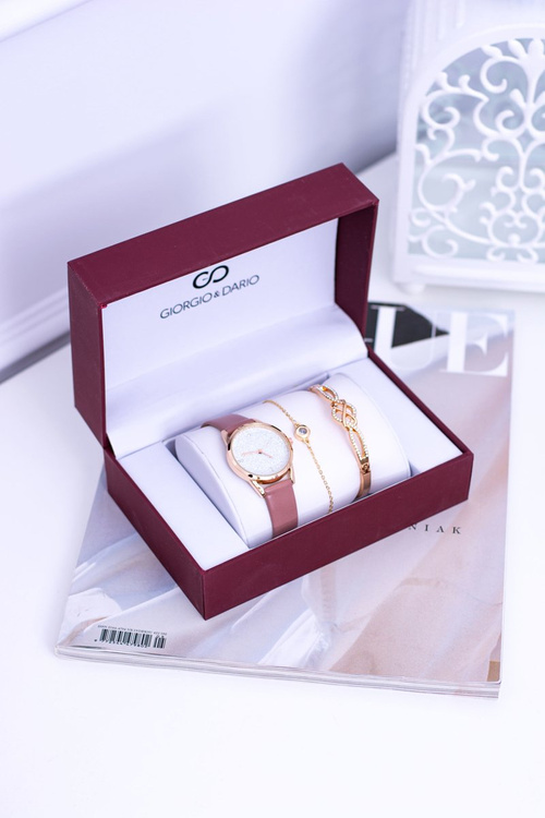 Dámske práškové hodinky Giorgio Dario Set s trblietavými dvoma náramkami