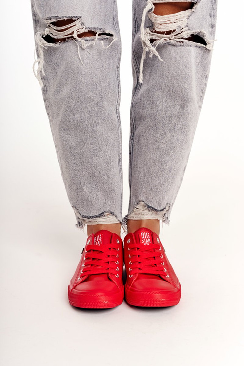 Dámska veľká hviezda Red V274872 Kožené tenisky