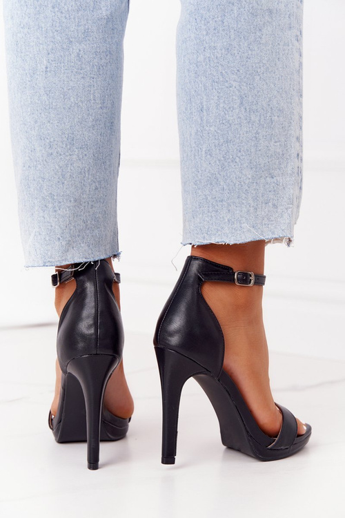 Elegantní Sandály Na Podpatku Černé Glamour