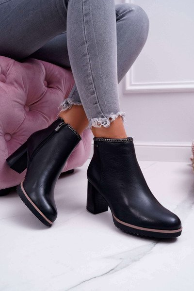 Dámska vysoká podpätka kožená veľká hviezda Black BB274618