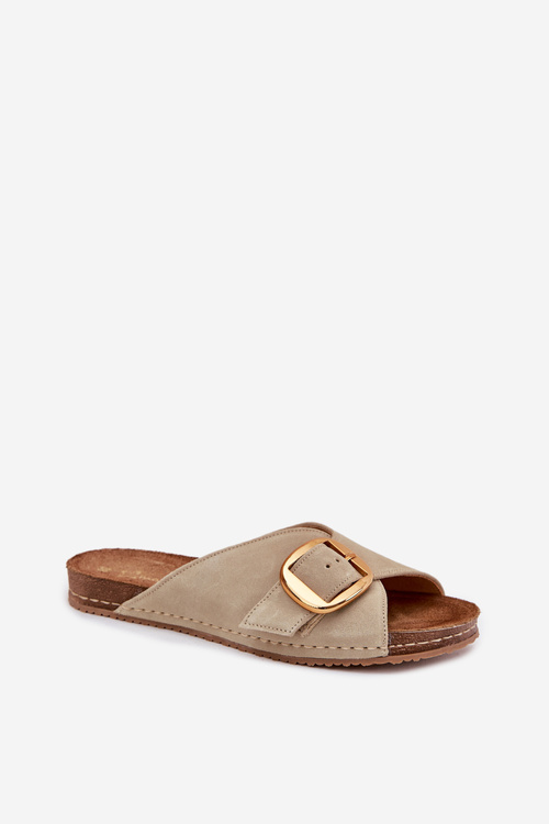 Kožené Pantofle Se Zlatou Sponou Maciejka 07000-22 Pistácie