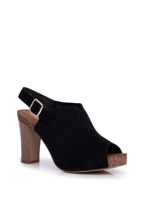 Prolamované Sandály Na Podpatku Sergio Leone SK855 Černé