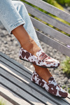 Loafersy Mokasyny Dámské Ploché V Látách Hnědo-Bílé Soreline